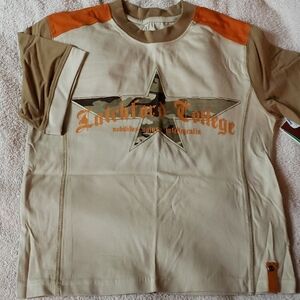 Kids Beige and Orange Star Print T-Shirt